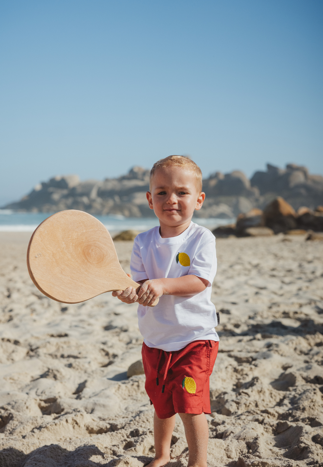 Lemon Plain Father & Son Swim Trunks