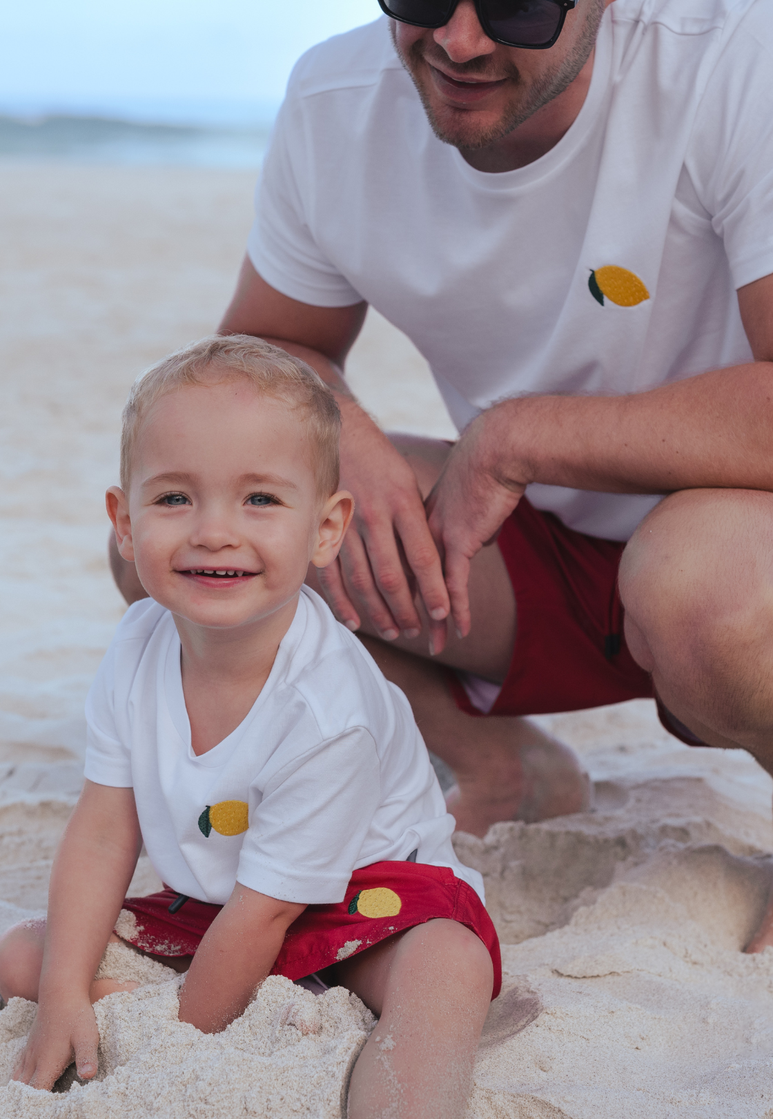 Lemon Plain Father & Son Swim Trunks