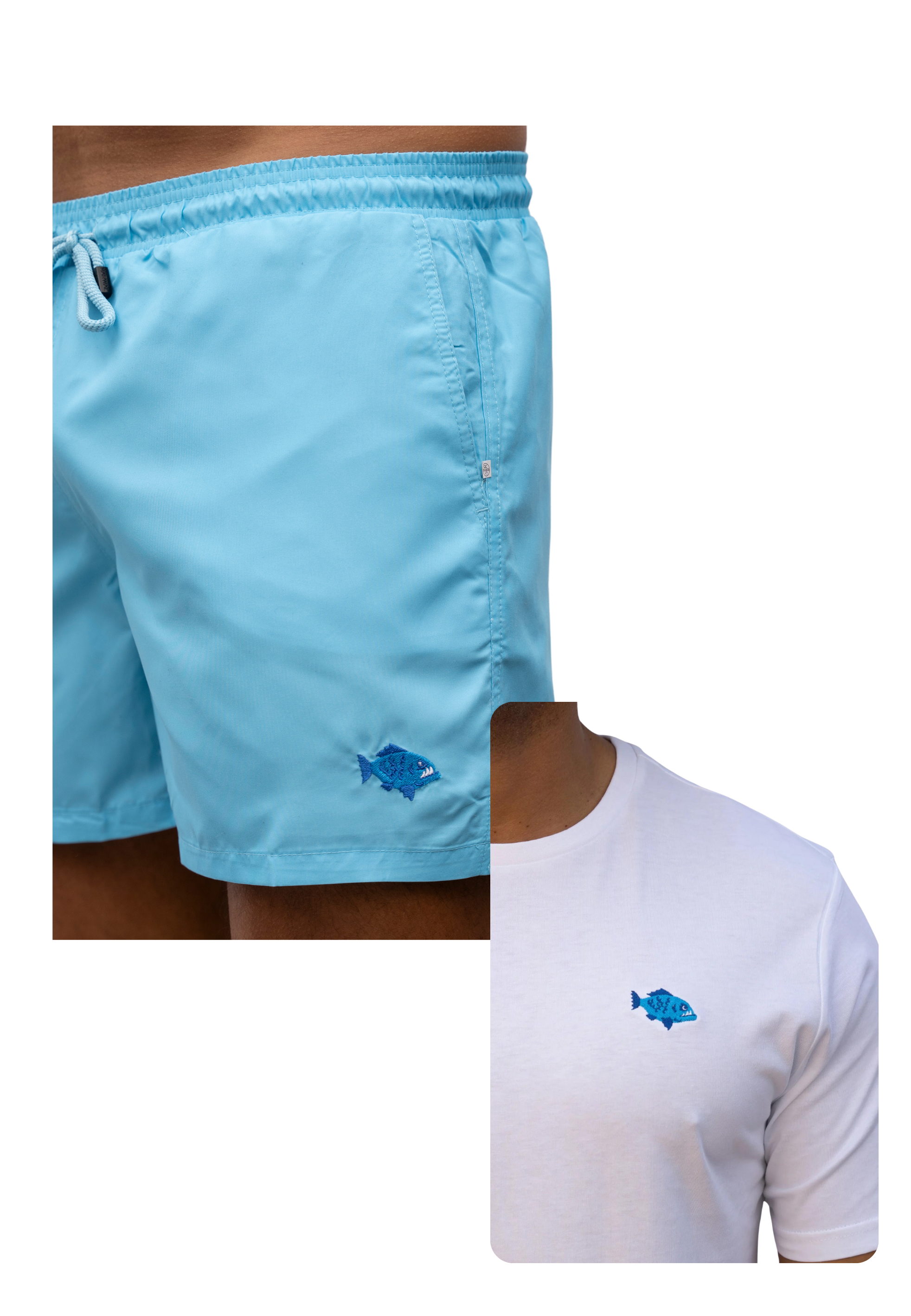 Piranha Plain Swim Trunks and T-shirt Bundle