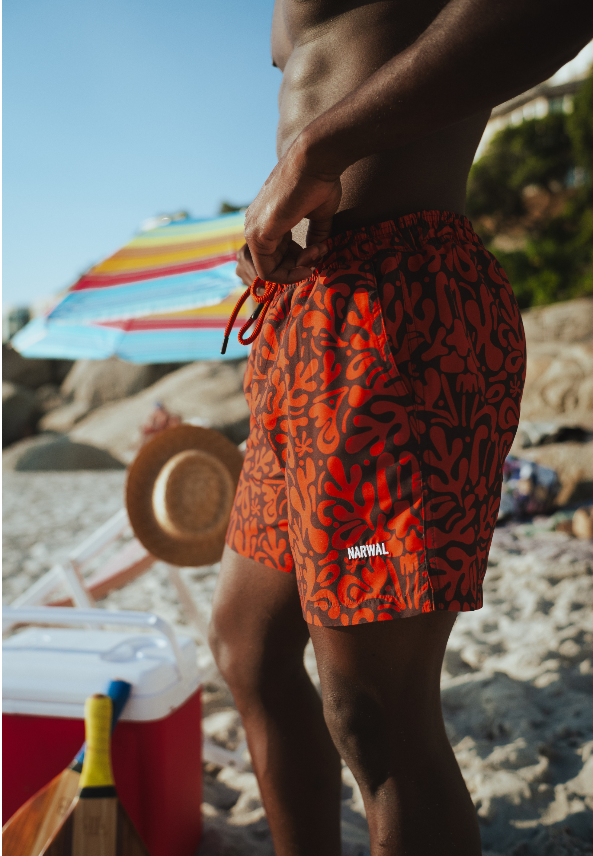 Splash Orange Father & Son Swim Trunks