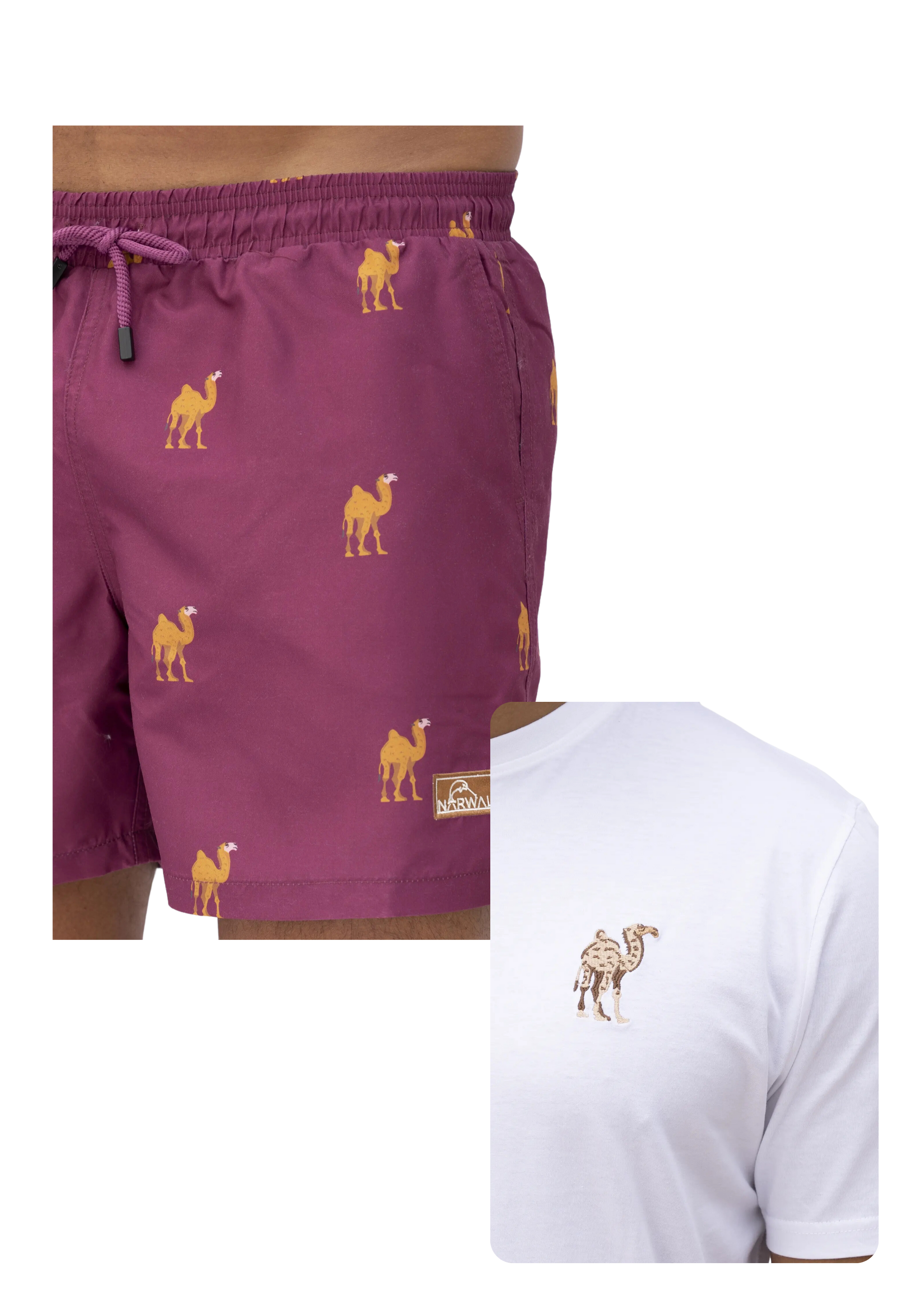 Camel Swim Trunks and T-shirt Bundle