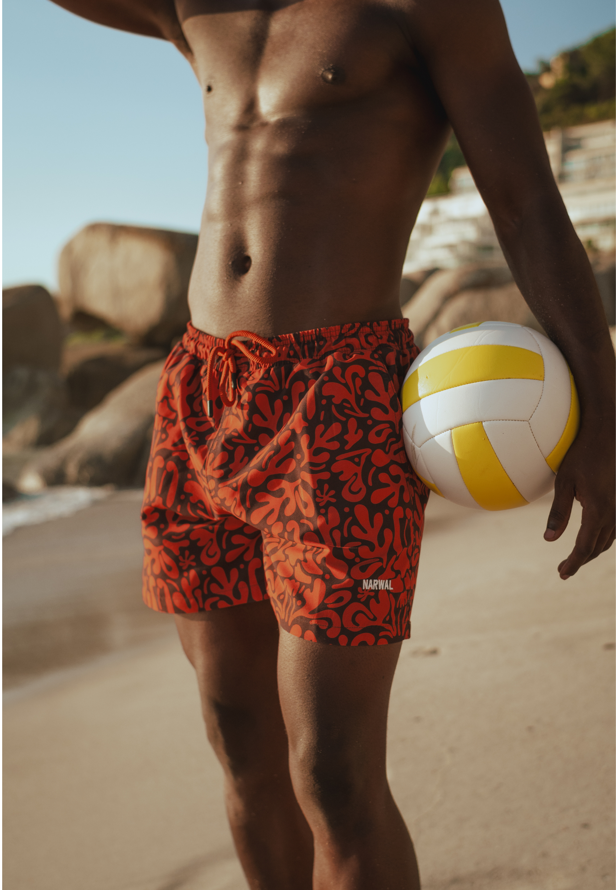 Splash Orange Father & Son Swim Trunks